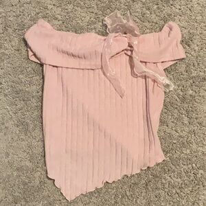 Coquette Pink Off-Shoulder Top with Bow